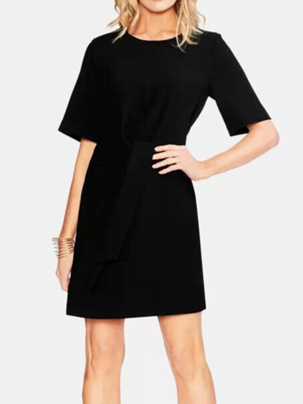 Vince Camuto Crepe Dress Black "With Attached Belt Size 4 NWOT